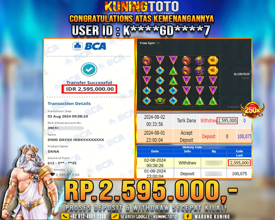 Bukti JP Slot Kuning toto 02 August 2024 Gate of Olympus