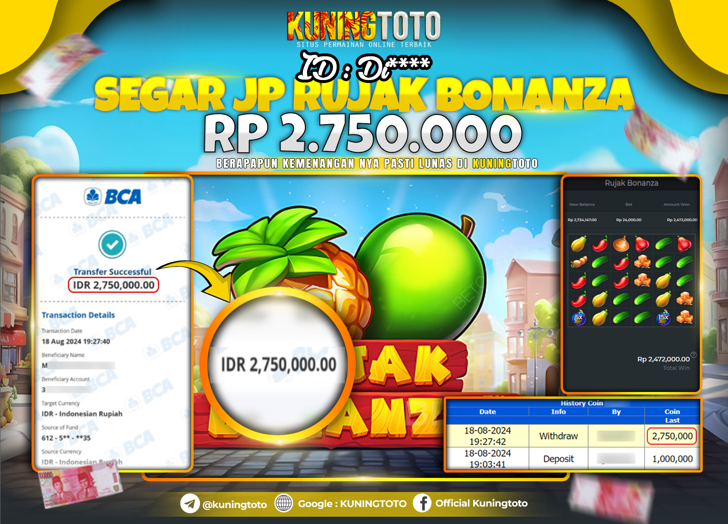 Bukti JP Slot Kuning toto 18 August 2024 Rujak Bonanza