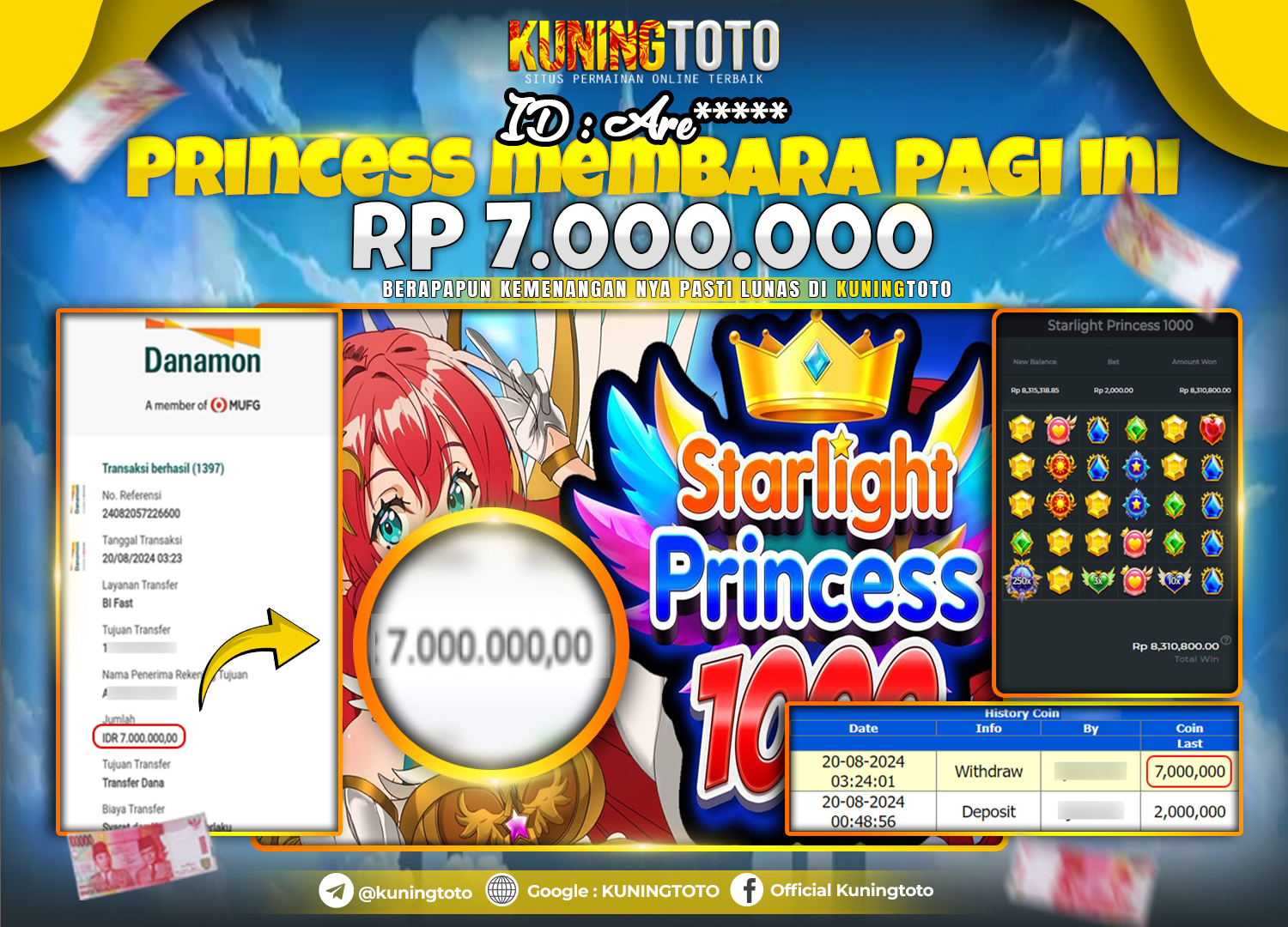 Bukti JP Slot Kuning toto 20 August 2024 Starlight Princess x1000