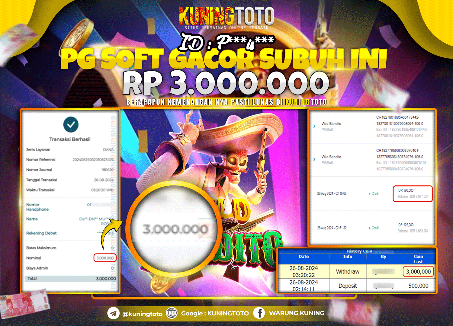 Bukti JP Slot Kuning toto 26 Agustus 2024 Wild Bandito