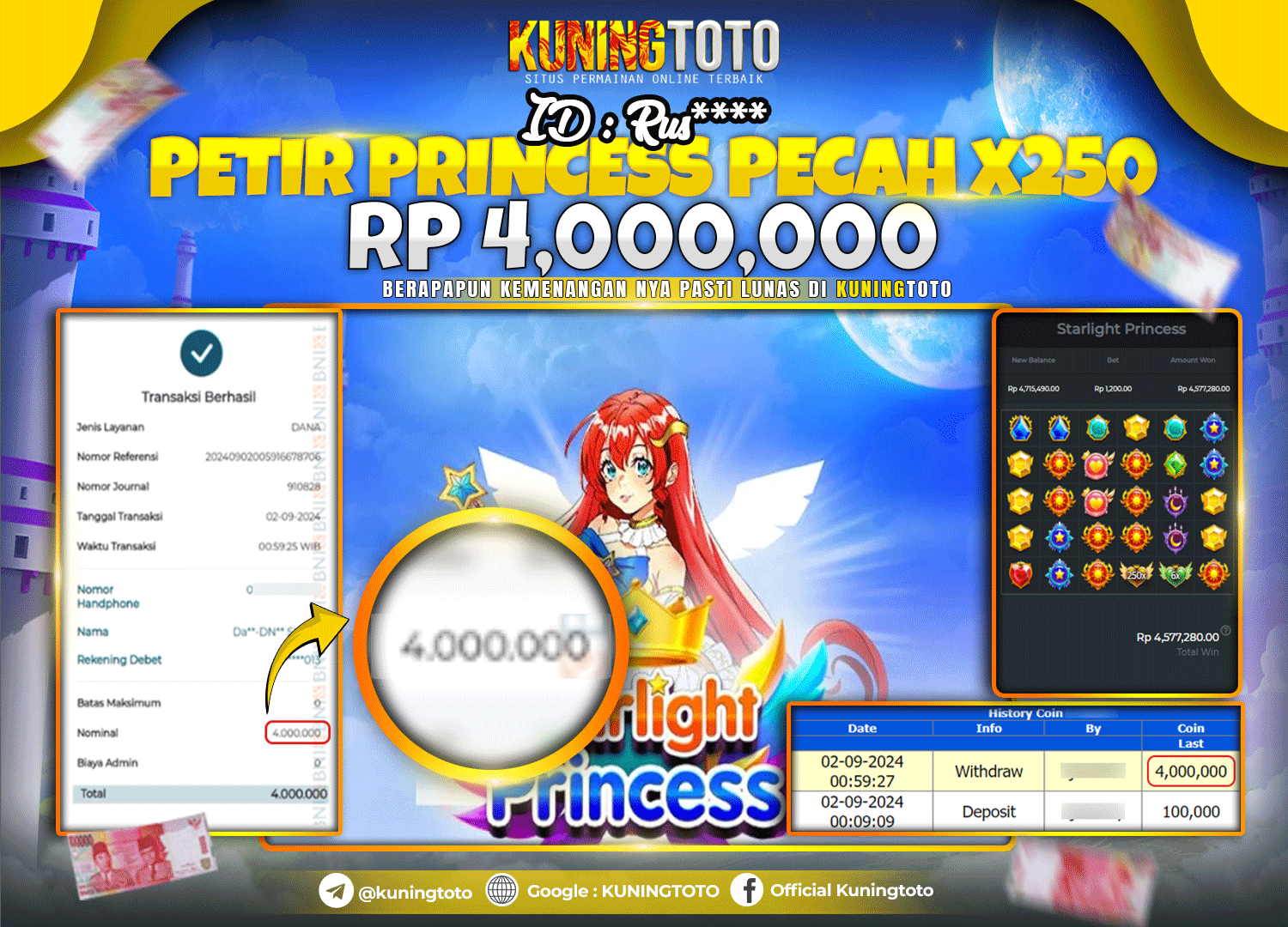 Bukti JP Slot Kuning toto 02 September 2024 Starlight Princess