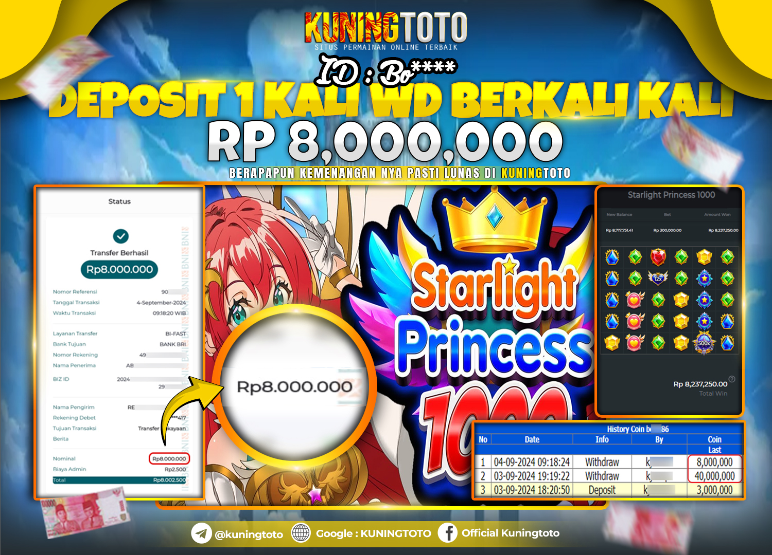 Bukti JP Slot Kuning toto 04 September 2024 Starlight Princes 1000