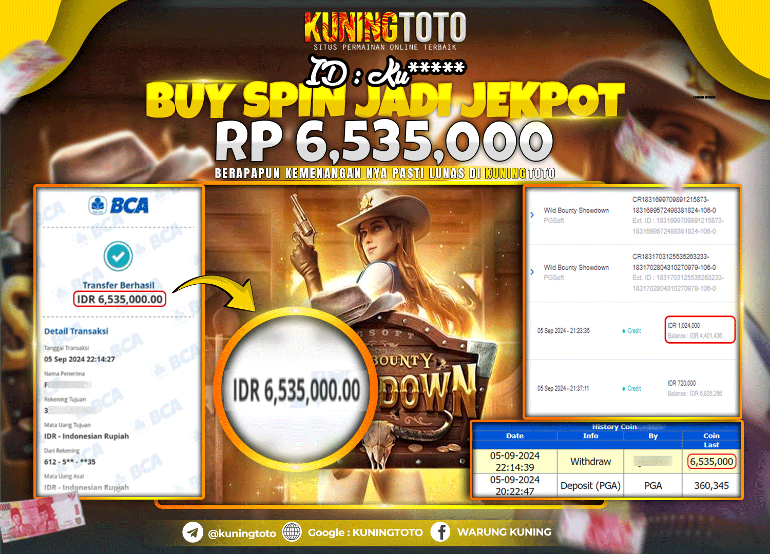 Bukti JP Slot Kuning toto 05 September 2024 Wild Bounty Showdown