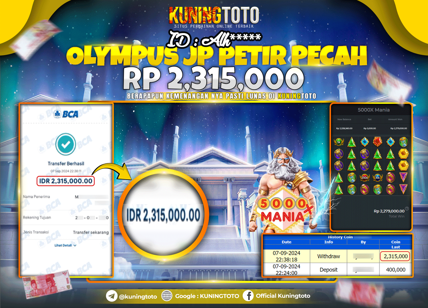 Bukti JP Slot Kuning toto 07 September 2024 5000x Mania