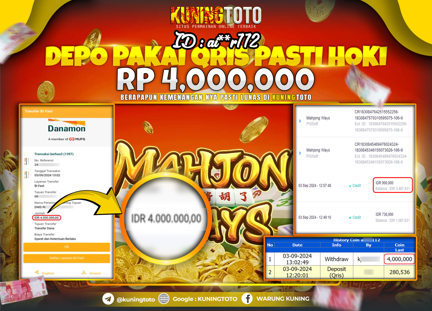 Bukti JP Slot Kuning toto 03 September 2024 Mahjong Ways