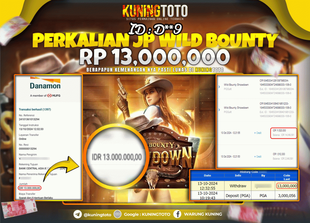 Bukti JP Slot Kuning toto 13 Oktober 2024 Wild Bounty Showdown