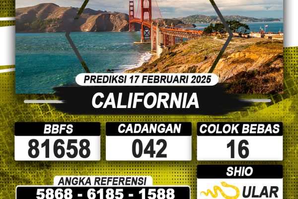 PREDIKSI CALIFORNIA 17 FEB 2025 | PREDIKSI TOGEL KUNINGTOTO