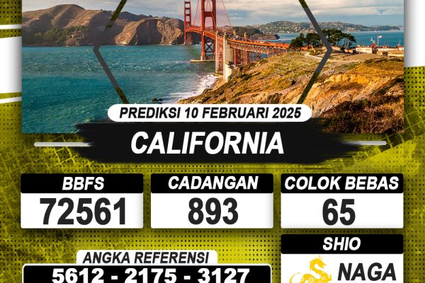 PREDIKSI CALIFORNIA 10 FEB 2025 | PREDIKSI TOGEL KUNINGTOTO