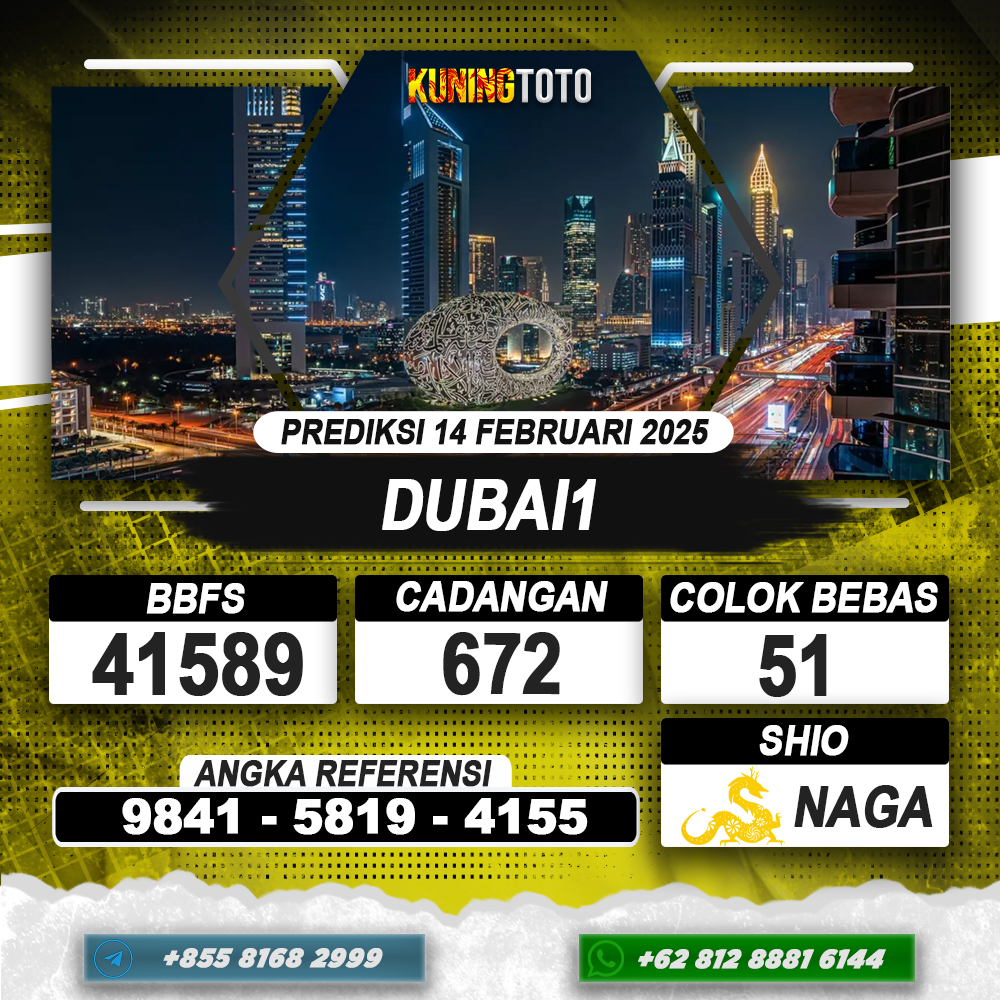 PREDIKSI DUBAI1 14 FEB 2025 | PREDIKSI TOGEL KUNINGTOTO