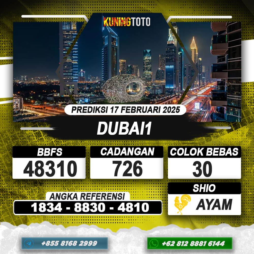 PREDIKSI DUBAI1 17 FEB 2025 | PREDIKSI TOGEL KUNINGTOTO