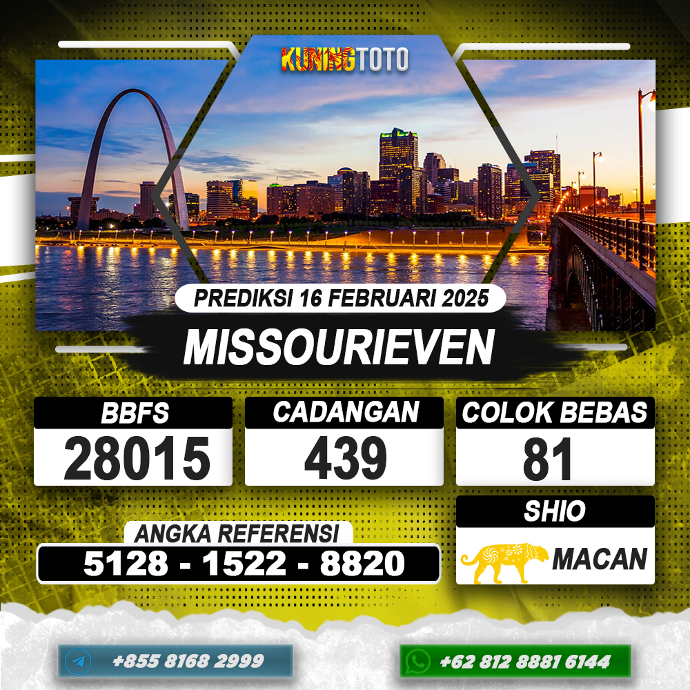 PREDIKSI MISSOURIEVEN 16 FEB 2025 | PREDIKSI TOGEL KUNINGTOTO