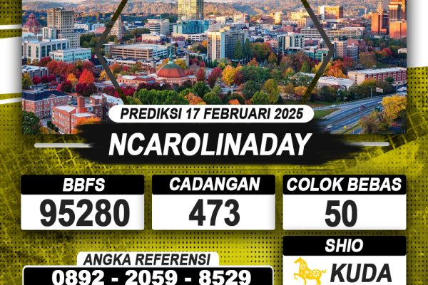 PREDIKSI NCAROLINADAY 17 FEB 2025 | PREDIKSI TOGEL KUNINGTOTO