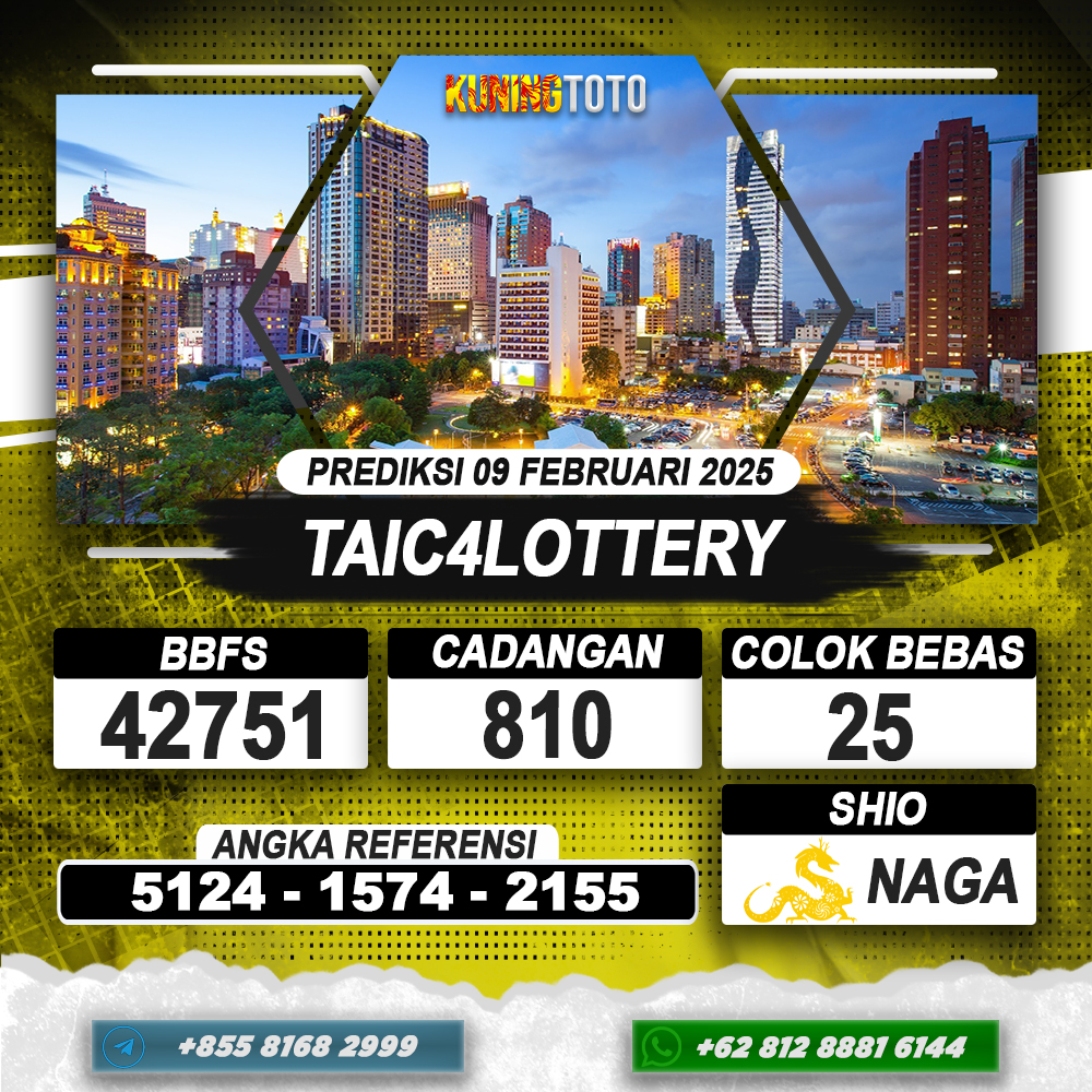 PREDIKSI TAIC4LOTTERY 09 FEB 2025 | PREDIKSI TOGEL KUNINGTOTO