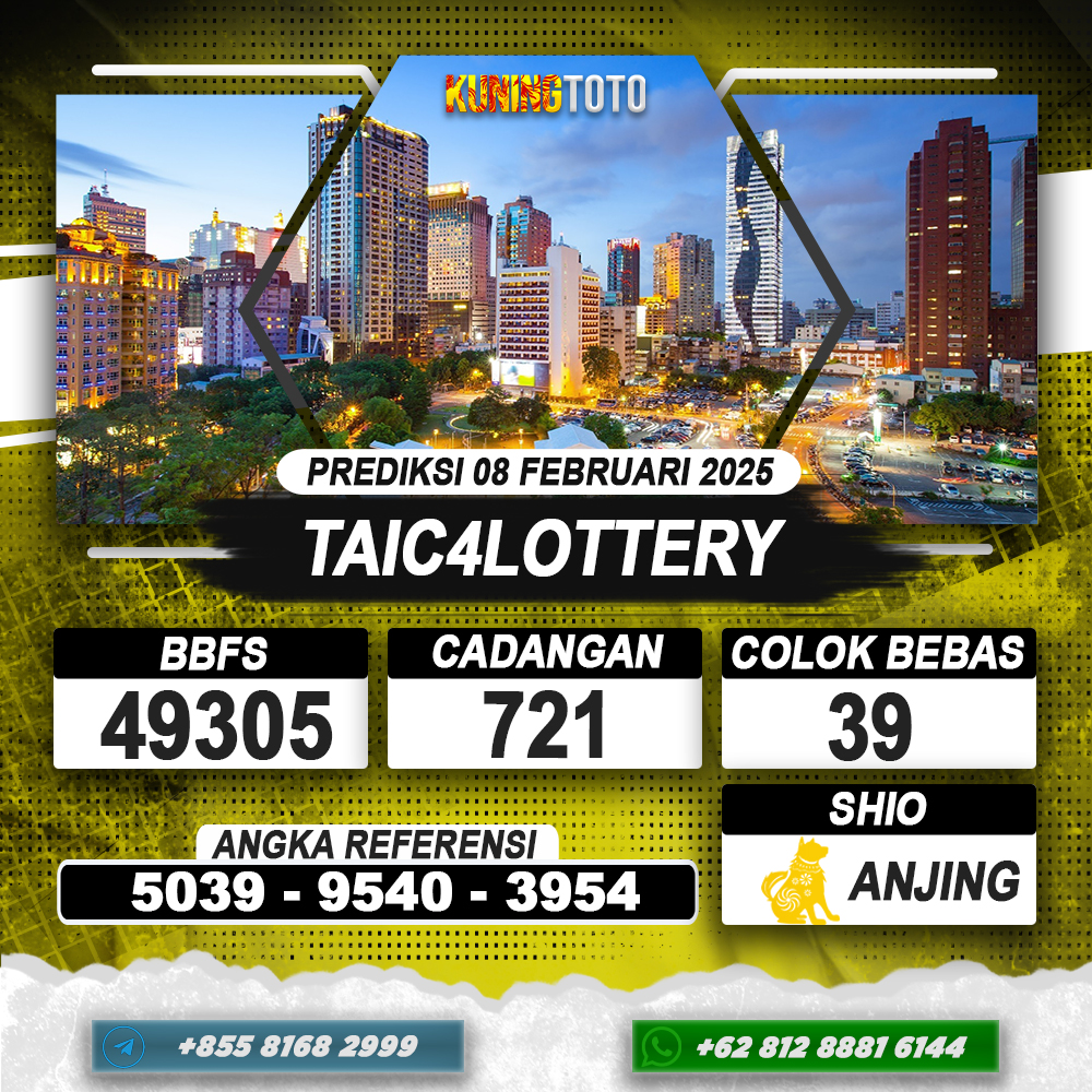 PREDIKSI TAIC4LOTTERY 08 FEB 2025 | PREDIKSI TOGEL KUNINGTOTO