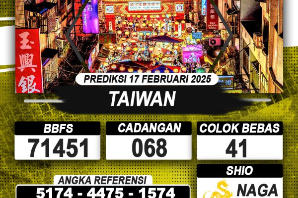 PREDIKSI TAIWAN 17 FEB 2025 | PREDIKSI TOGEL KUNINGTOTO