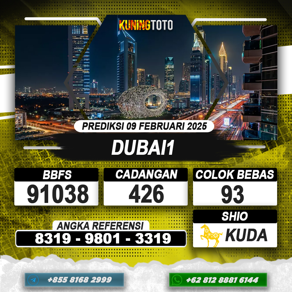 PREDIKSI DUBAI1 09 FEB 2025 | PREDIKSI TOGEL KUNINGTOTO