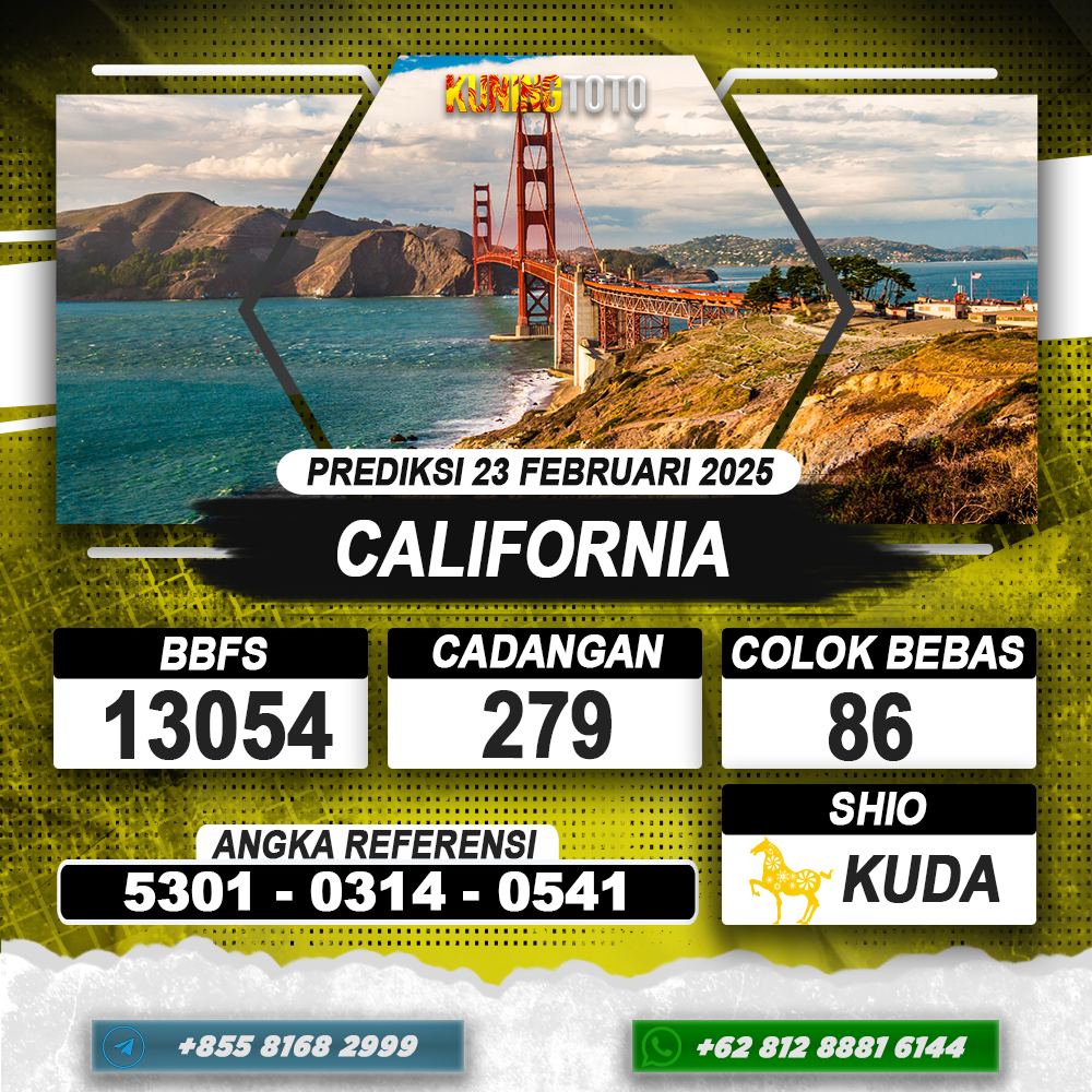 PREDIKSI CALIFORNIA 23 FEB 2025 | PREDIKSI TOGEL KUNINGTOTO