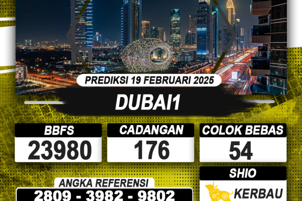 PREDIKSI DUBAI1 19 FEB 2025 | PREDIKSI TOGEL KUNINGTOTO