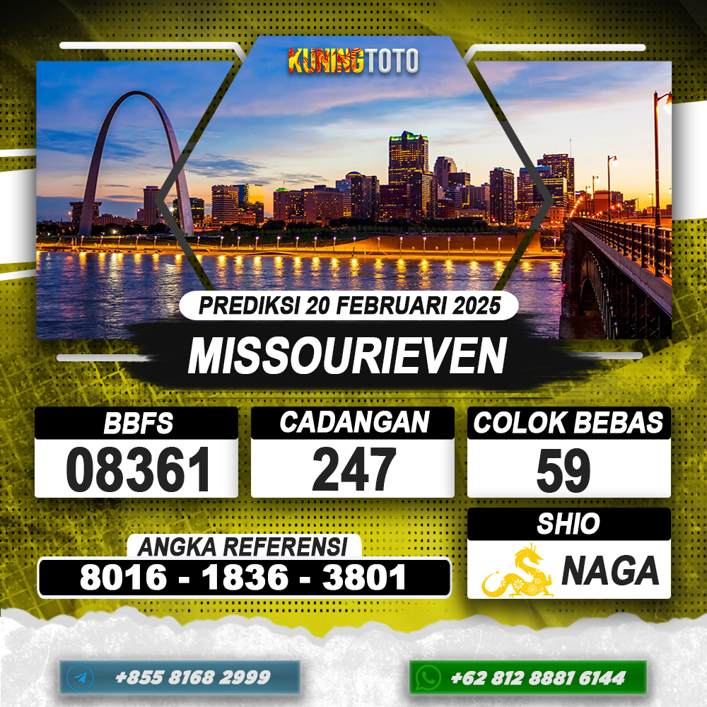 PREDIKSI MISSOURIEVEN 20 FEB 2025 | PREDIKSI TOGEL KUNINGTOTO