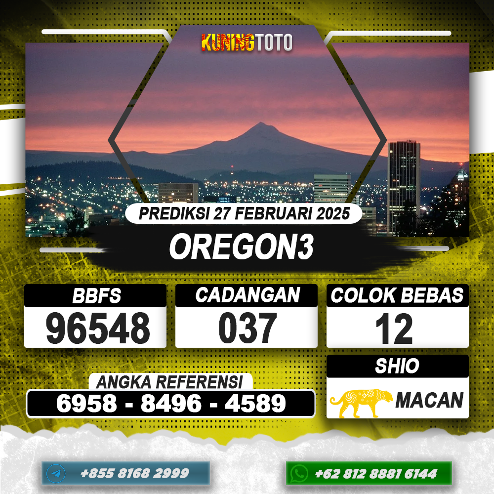 PREDIKSI OREGON3 27 FEB 2025 | PREDIKSI TOGEL KUNINGTOTO