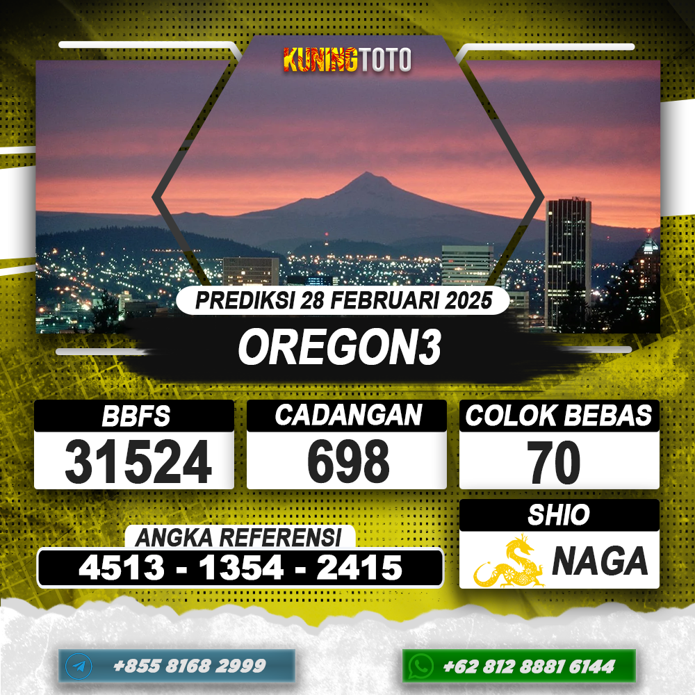 PREDIKSI OREGON3 28 FEB 2025 | PREDIKSI TOGEL KUNINGTOTO