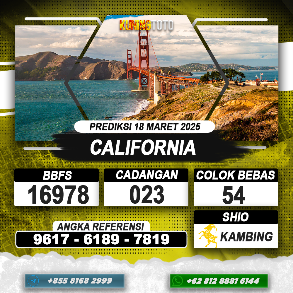 PREDIKSI CALIFORNIA 18 MAR 2025 | PREDIKSI TOGEL KUNINGTOTO