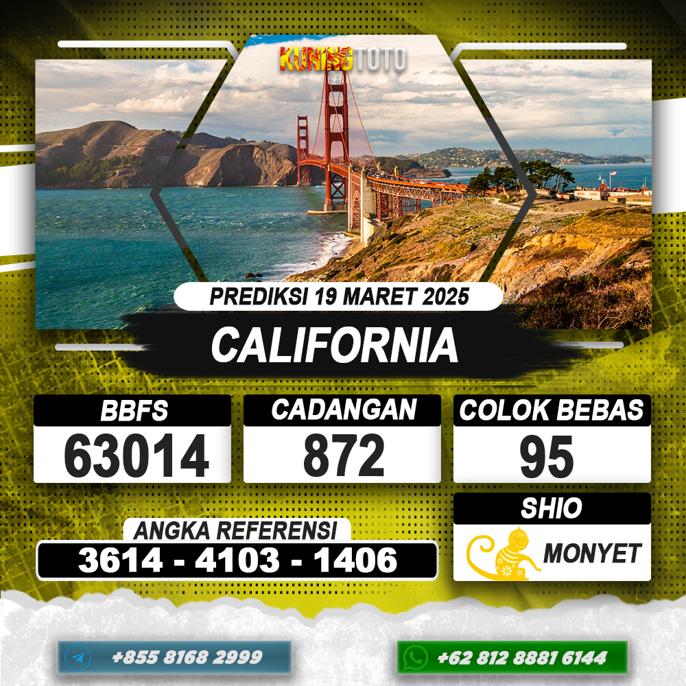 PREDIKSI CALIFORNIA 19 MAR 2025 | PREDIKSI TOGEL KUNINGTOTO