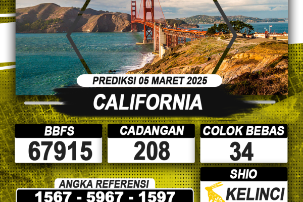 PREDIKSI CALIFORNIA 05 MAR 2025 | PREDIKSI TOGEL KUNINGTOTO