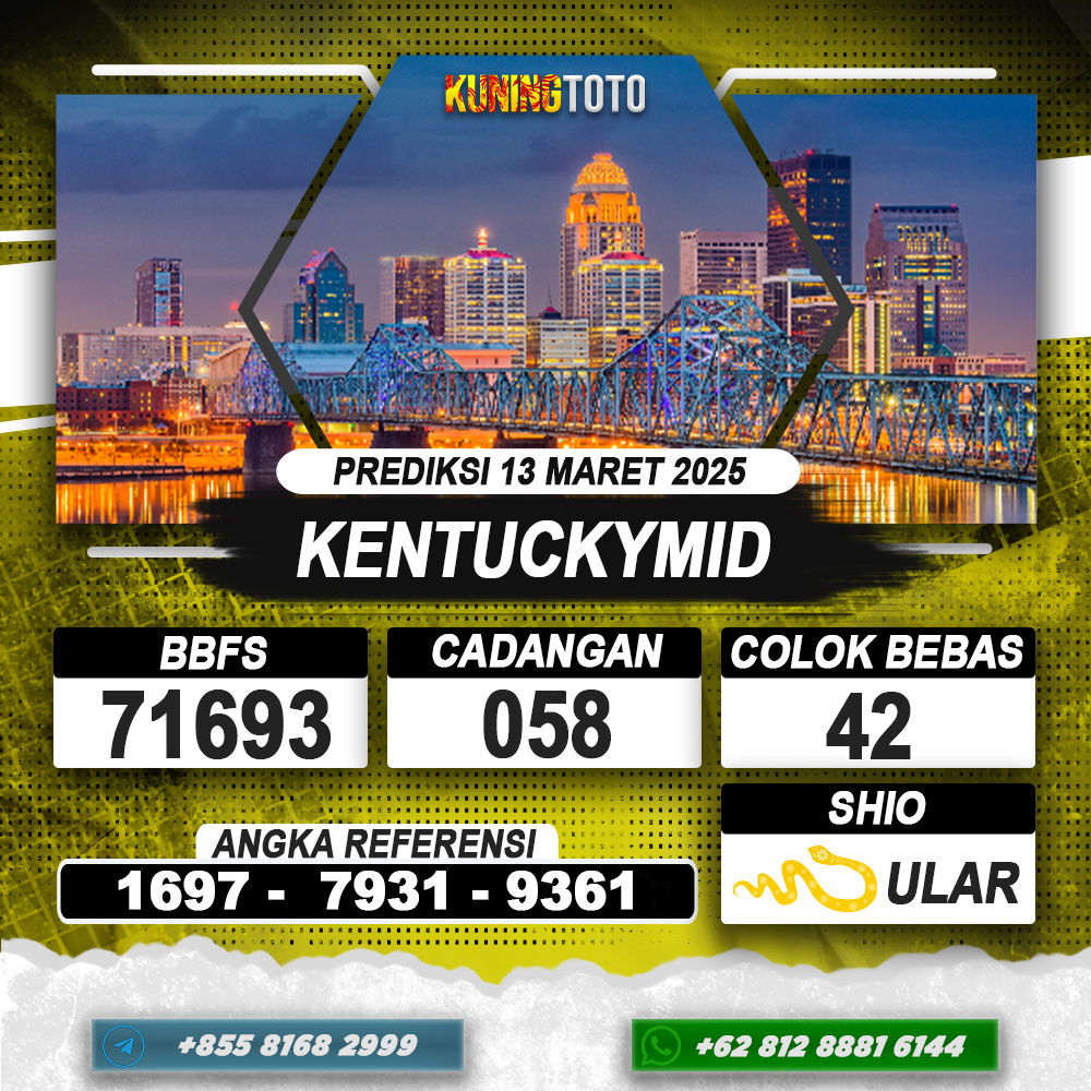 PREDIKSI KENTUCKYMID 13 MAR 2025 | PREDIKSI TOGEL KUNINGTOTO