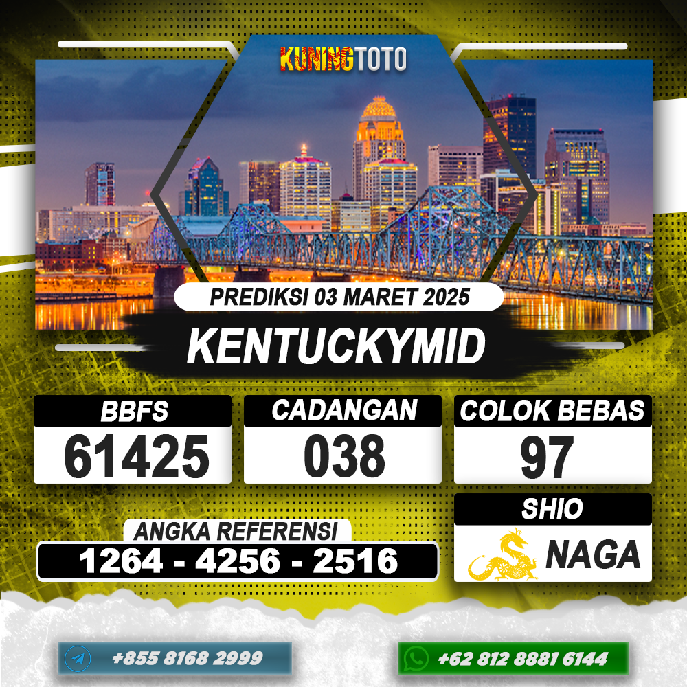 PREDIKSI KENTUCKYMID 03 MAR 2025 | PREDIKSI TOGEL KUNINGTOTO