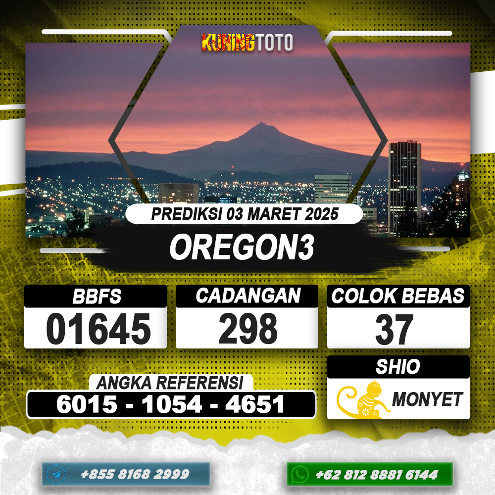 PREDIKSI OREGON3 03 MAR 2025 | PREDIKSI TOGEL KUNINGTOTO