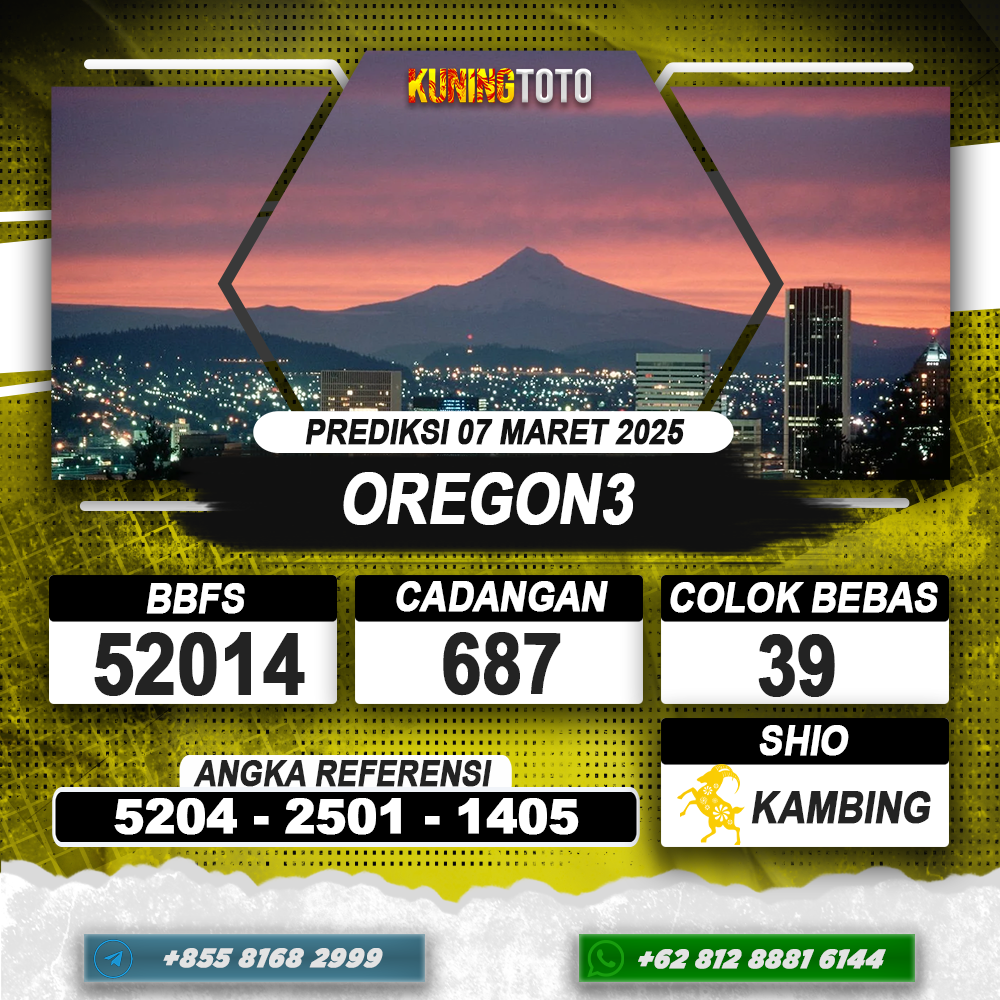 PREDIKSI OREGON3 07 MAR 2025 | PREDIKSI TOGEL KUNINGTOTO