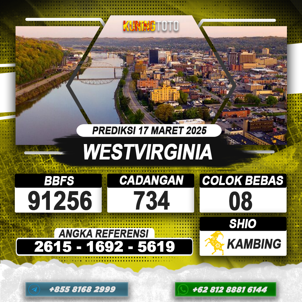 PREDIKSI WESTVIRGINIA 17 MAR 2025 | PREDIKSI TOGEL KUNINGTOTO