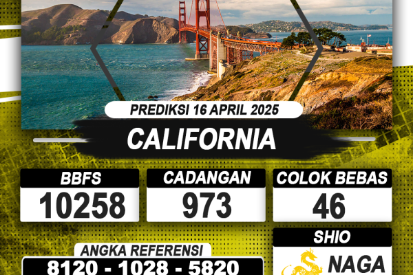 PREDIKSI CALIFORNIA 16 APRIL 2025 | PREDIKSI TOGEL KUNINGTOTO