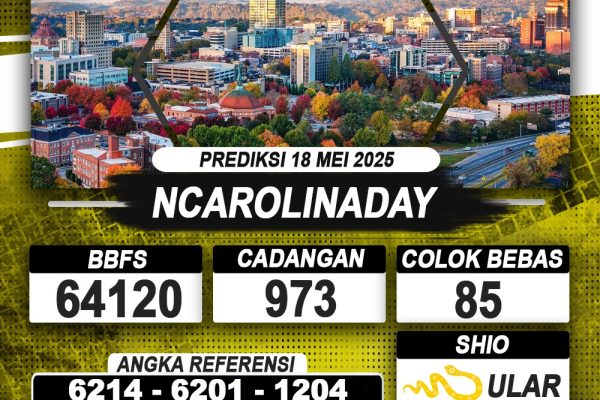 PREDIKSI NCAROLINADAY 18 MEI 2025 | PREDIKSI TOGEL KUNINGTOTO