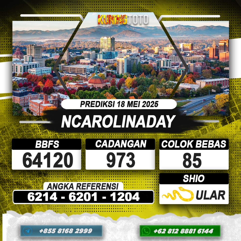 PREDIKSI NCAROLINADAY 18 MEI 2025 | PREDIKSI TOGEL KUNINGTOTO