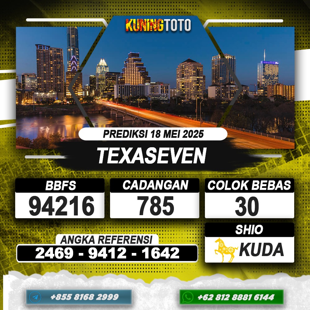 PREDIKSI TEXASEVEN 18 MEI 2025 | PREDIKSI TOGEL KUNINGTOTO