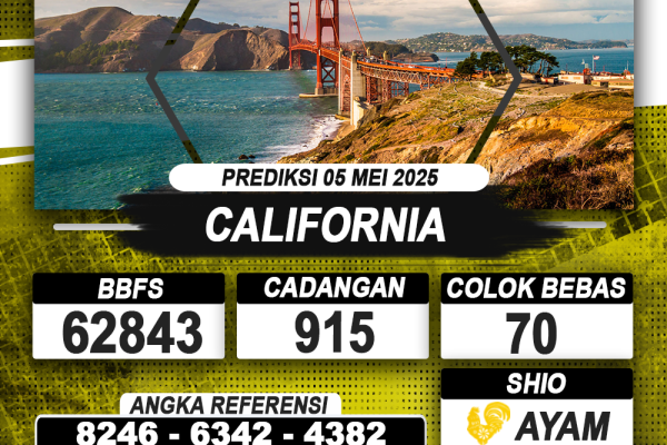 PREDIKSI CALIFORNIA 05 MEI 2025 | PREDIKSI TOGEL KUNINGTOTO