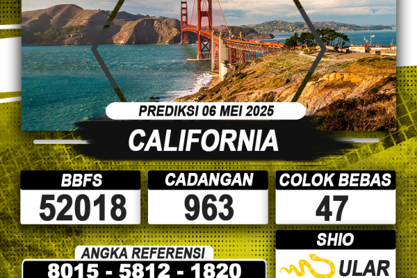 PREDIKSI CALIFORNIA 06 MEI 2025 | PREDIKSI TOGEL KUNINGTOTO