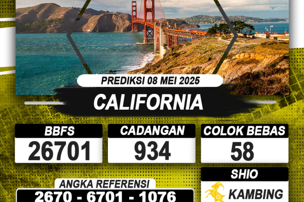 PREDIKSI CALIFORNIA 08 MEI 2025 | PREDIKSI TOGEL KUNINGTOTO
