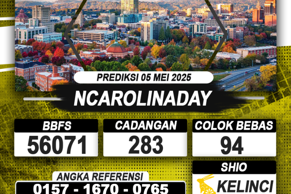 PREDIKSI NCAROLINADAY 05 MEI 2025 | PREDIKSI TOGEL KUNINGTOTO