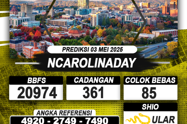 PREDIKSI NCAROLINADAY 03 MEI 2025 | PREDIKSI TOGEL KUNINGTOTO