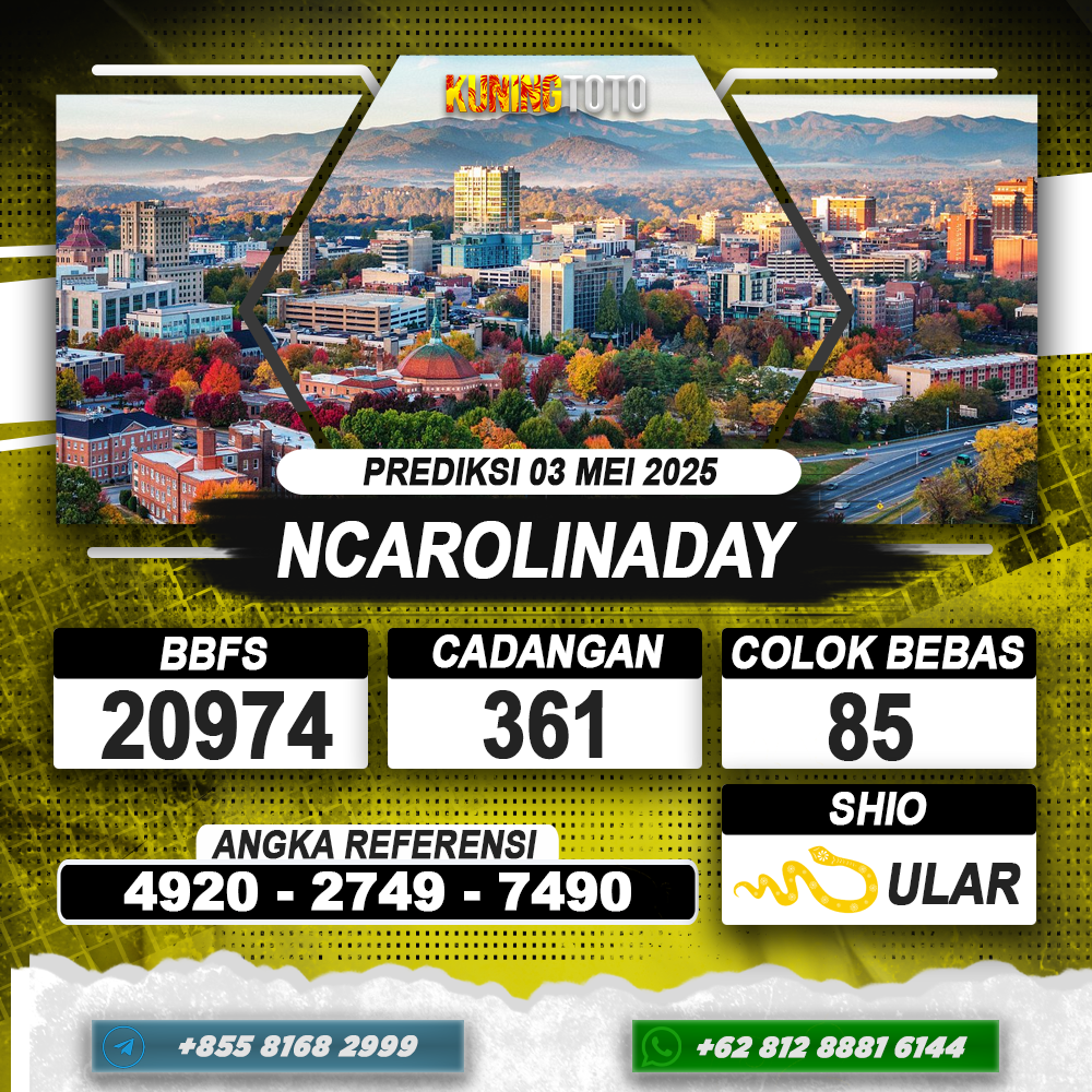 PREDIKSI NCAROLINADAY 03 MEI 2025 | PREDIKSI TOGEL KUNINGTOTO