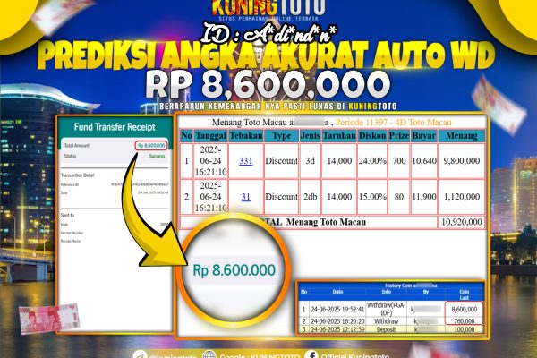Bukti Kemenangan Togel KuningToto 24 Juni 2025 Pasaran togel TotoMacau 4D