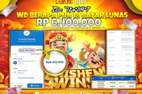 Bukti Kemenangan Slot KuningToto 30 Juni 2025 Slot Caishen Wins