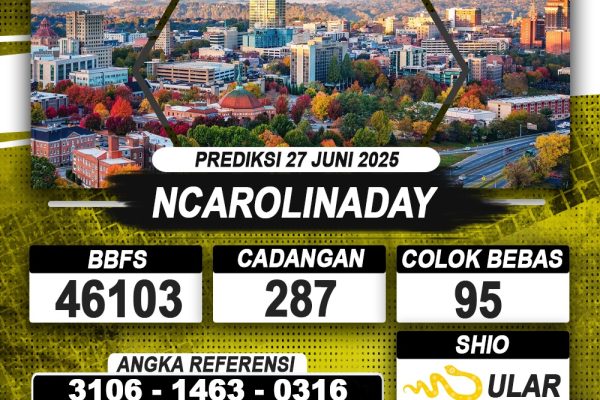 PREDIKSI NCAROLINADAY 27 JUNI 2025 | PREDIKSI TOGEL KUNINGTOTO