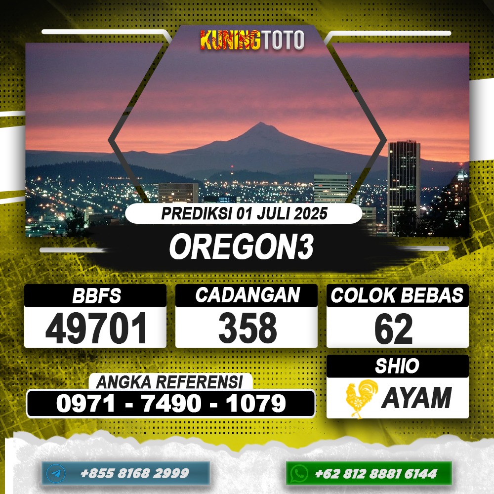 PREDIKSI OREGON3 01 JUNI 2025 | PREDIKSI TOGEL KUNINGTOTO