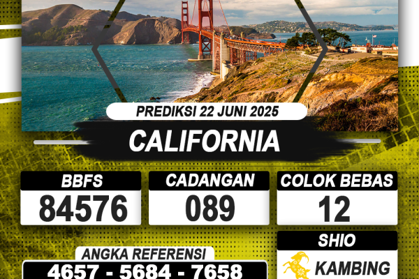 PREDIKSI CALIFORNIA 22 JUNI 2025 | PREDIKSI TOGEL KUNINGTOTO