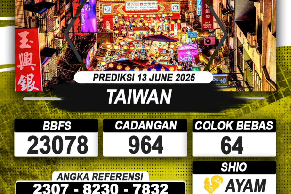 PREDIKSI TAIWAN 13 JUNE 2025 | PREDIKSI TOGEL KUNINGTOTO