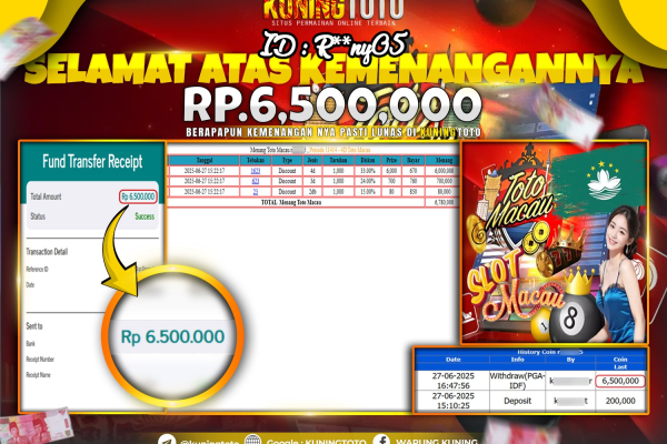 Bukti Kemenangan Togel KuningToto 27 Juni 2025 Pasaran togel TotoMacau 4D
